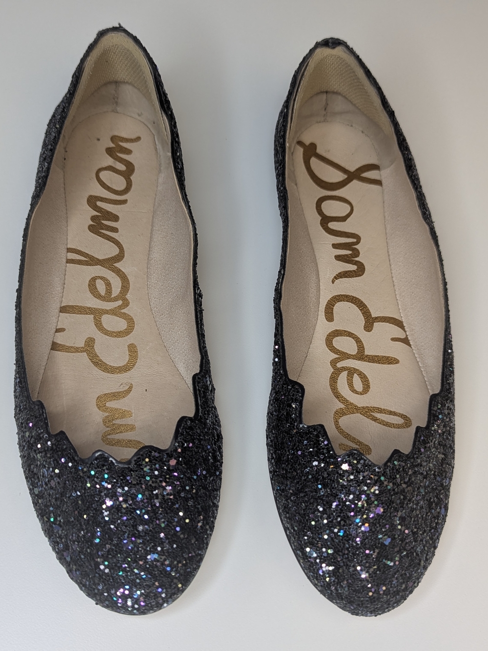 Sam Edelman Alaine Glitter Flats Sz 5.5 Black Purple